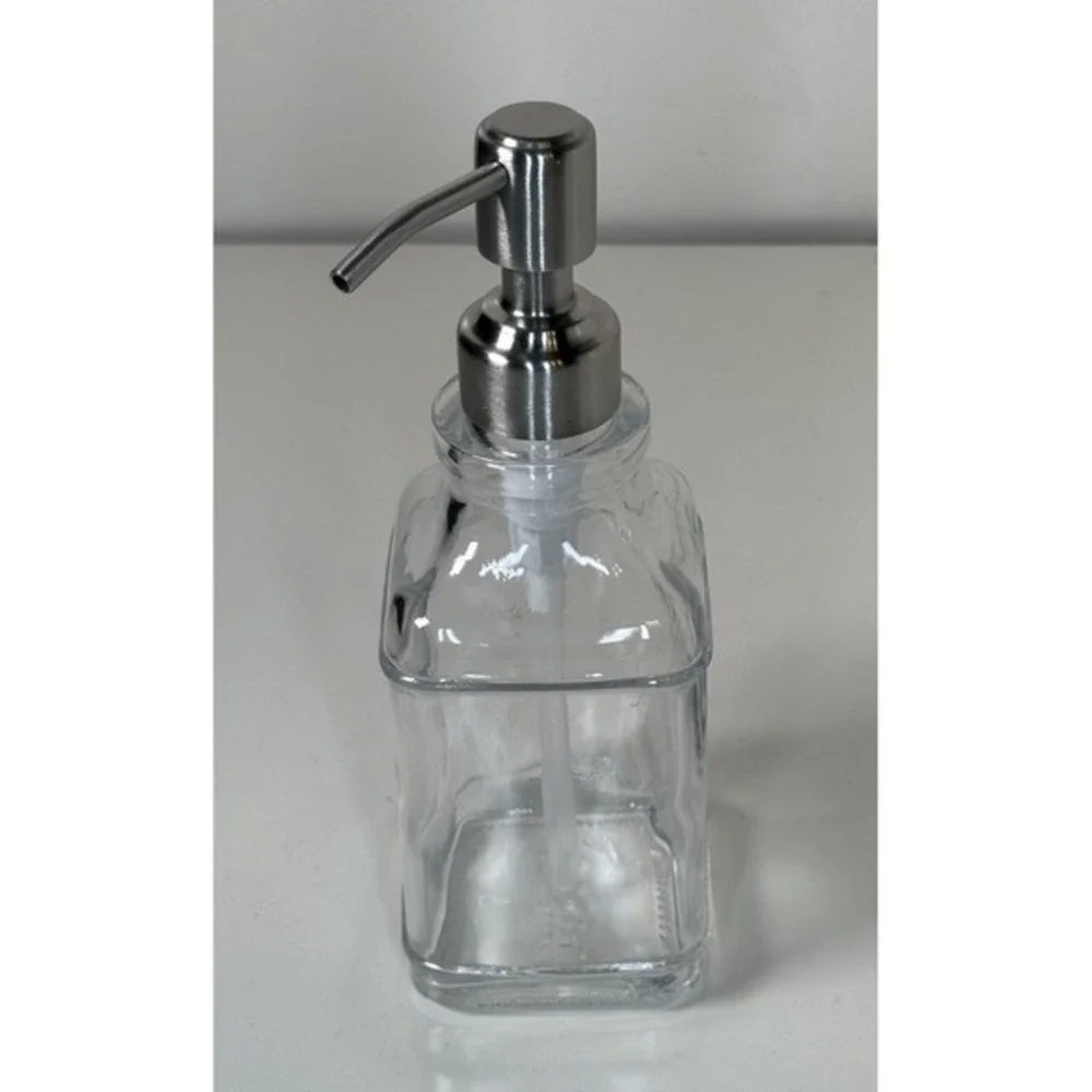 JASAI‎ Antique Glass Soap Dispenser Clear Bottle Stainless Steel Pump New 81-11